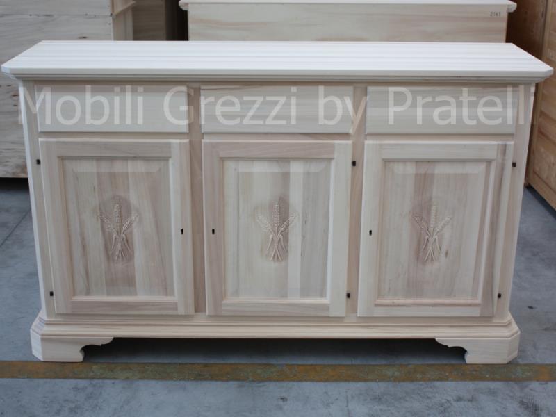 Credenze Grezze Credenze Grezze oltre 160 cm , Credenza Grezza 3 Ante Spiga